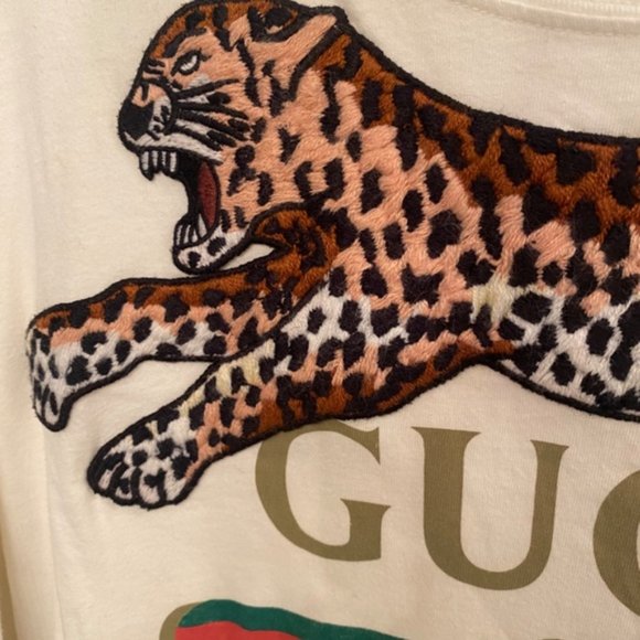 SOLD Gucci Logo Leopard Appliqué Men’s XL T-shirt - Picture 8 of 9